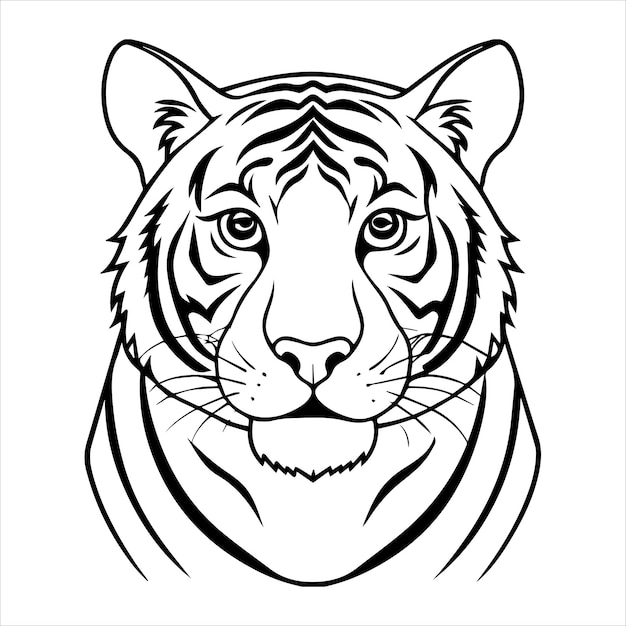 Vector a tiger face with a black outline on it