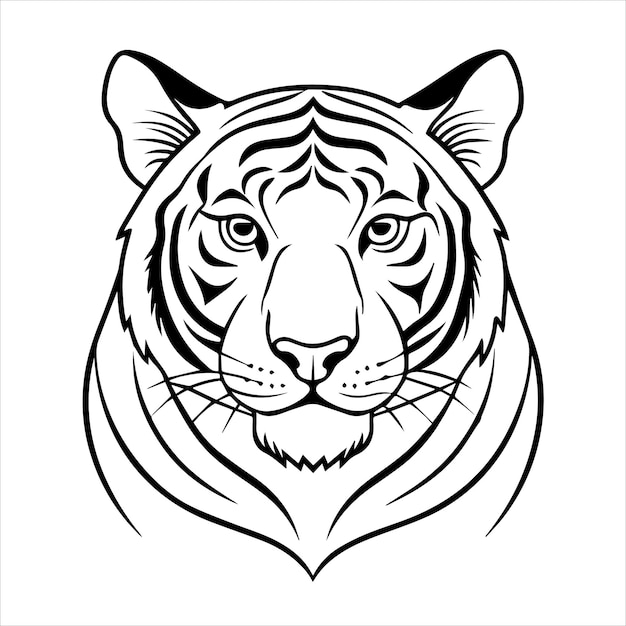 Vector a tiger face with a black outline on it