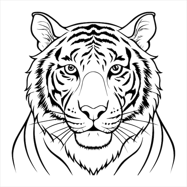 Vector a tiger face with a black and white background