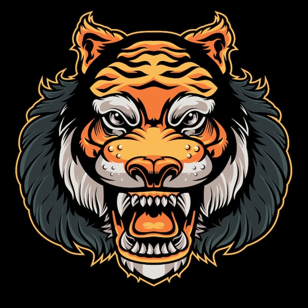 Tiger head angry vector