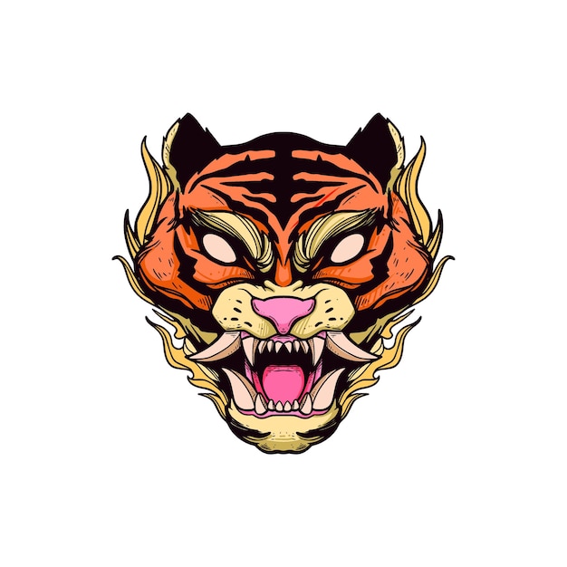 Tiger head illustration design t shirt