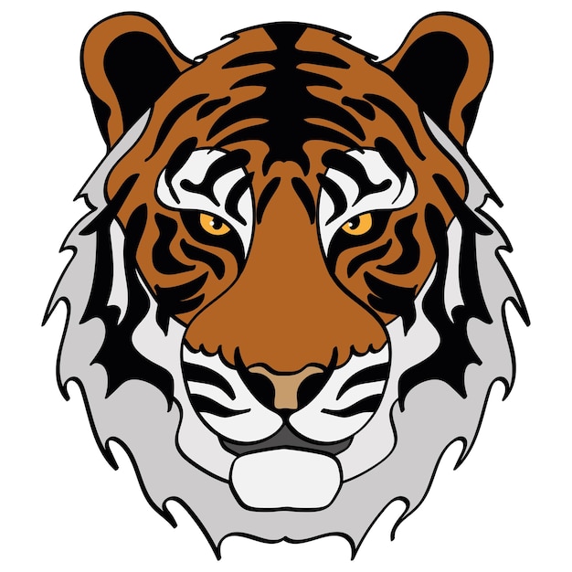 Tiger head illustration sport mascot or team logo in flat style Cartoon image in vector graphics