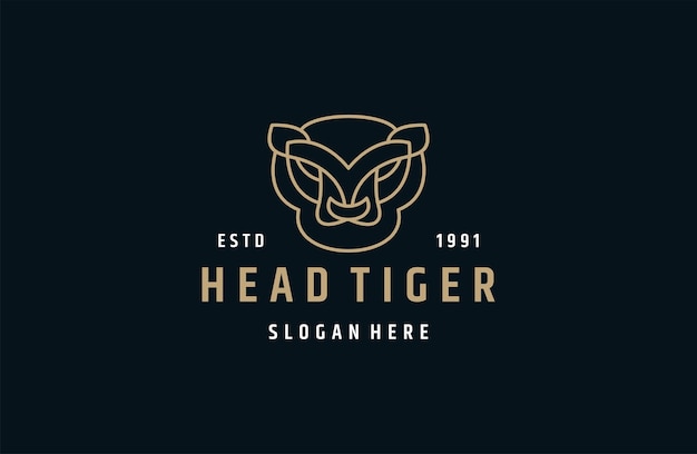 tiger head line art logo vector icon template