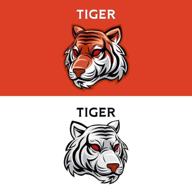 Tiger Head Logo Mascot Illustration Red Eye This logo is very suitable for teams communities group