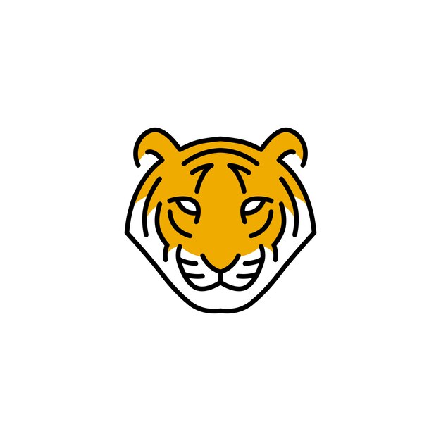 Tiger head logo vector icon illustration line outline