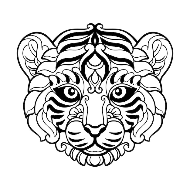 Tiger Head mandala arts isolated on white background