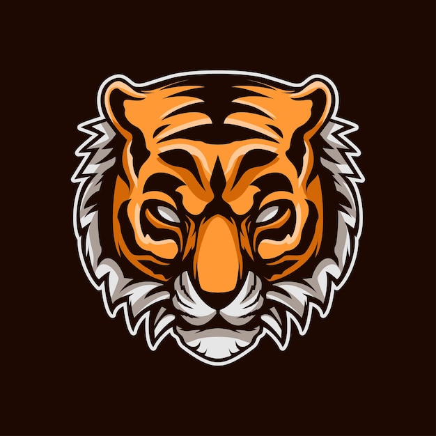 Tiger Head Mascot Cartoon Illustration