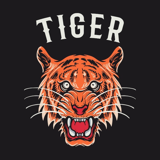 Tiger Head Orange  Vector Illustration