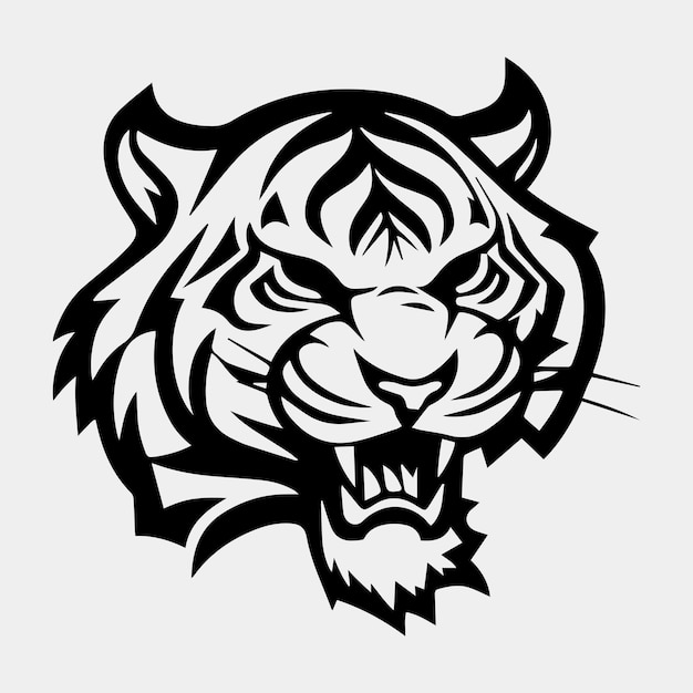 Tiger head tattoo logo mascot design