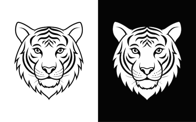 Vector tiger head tattoo mascot creative design