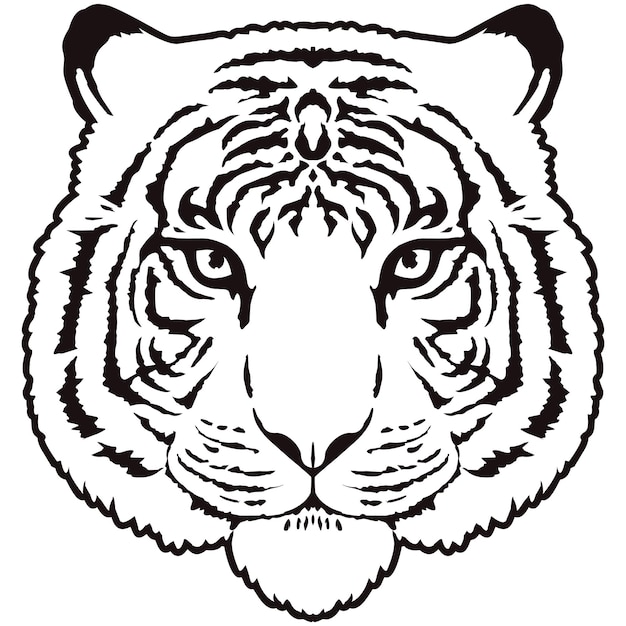 Vector a tiger head with a black and white pattern.