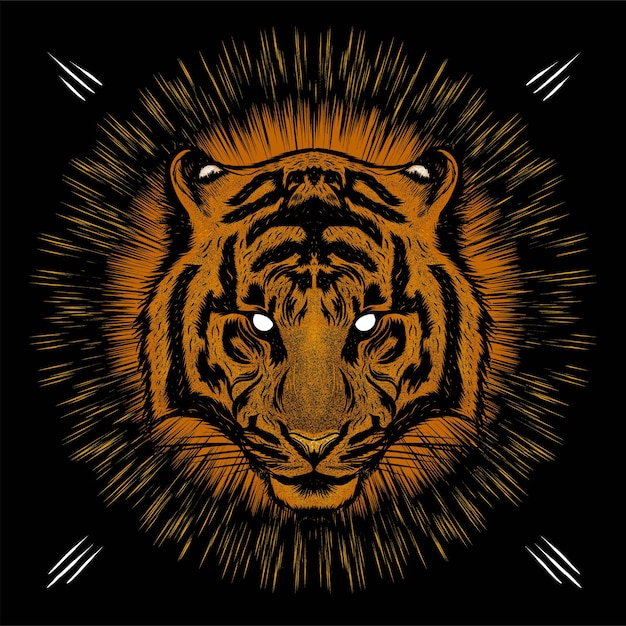 Tiger head with eye light background