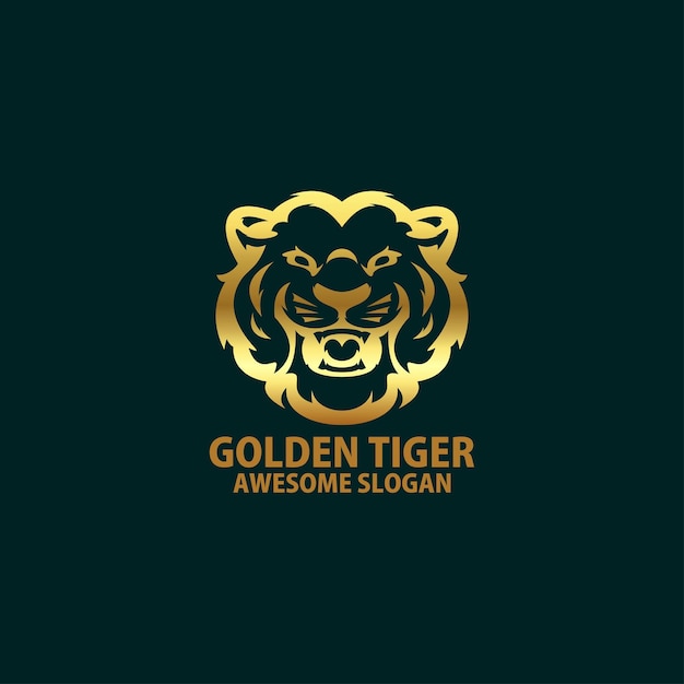 tiger head with luxury logo design line art