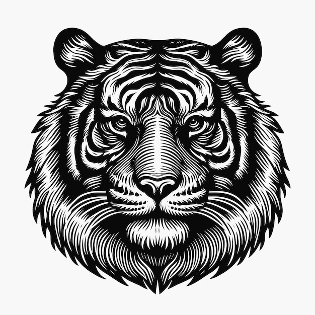 Tiger illustration with engraving style