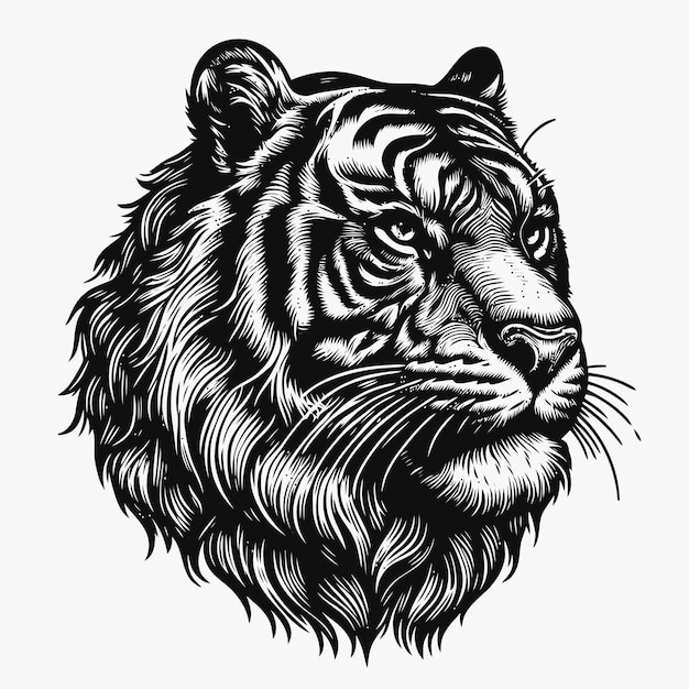 Tiger illustration with engraving style