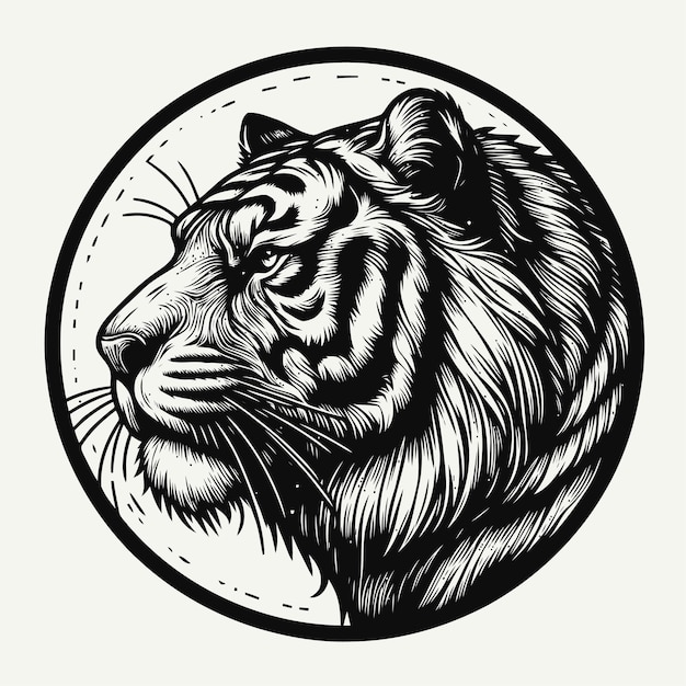 Tiger illustration with engraving style