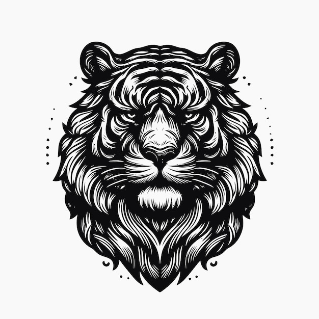 Tiger illustration with engraving style