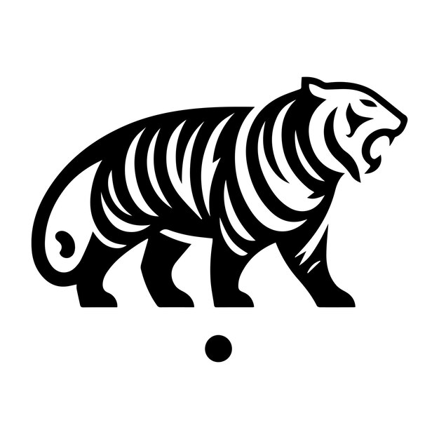 Vector a tiger is drawn on a white background with a black and white picture of a tiger