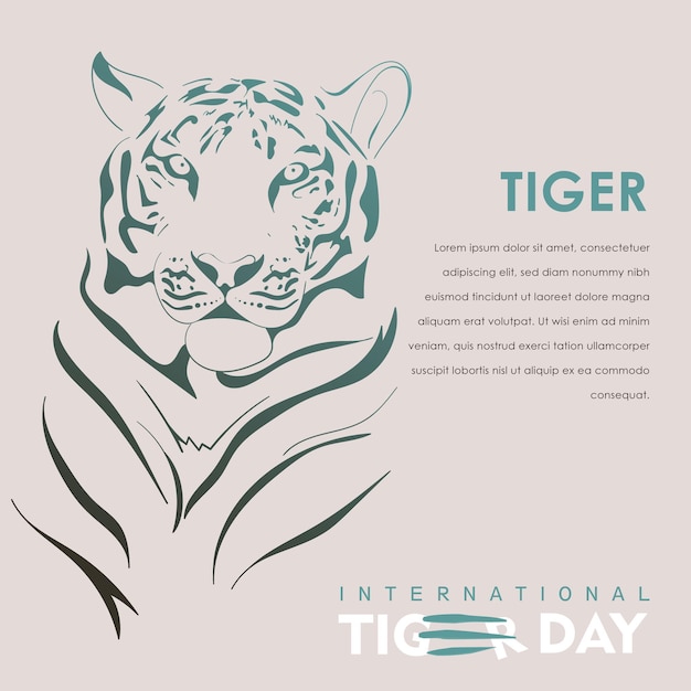 The tiger is sitting relaxed in line art design for international tiger day design