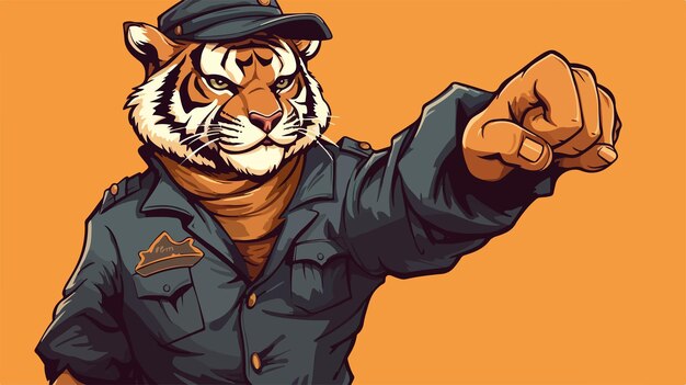 Vector a tiger in a jacket with a hat on it