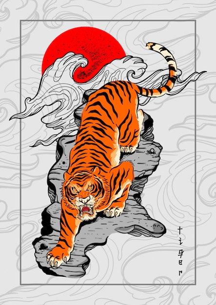 tiger japan style tattoo background 