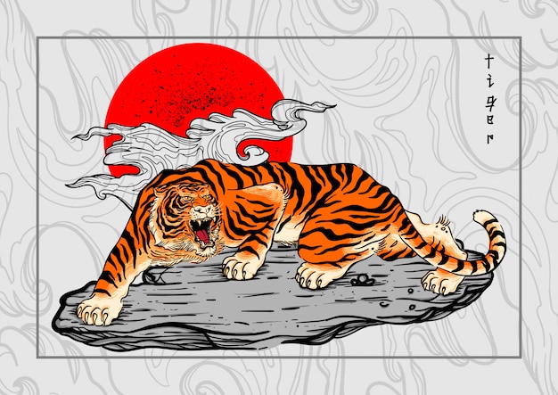 tiger japan style tattoo background 