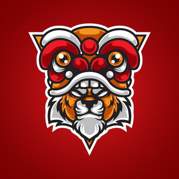 Tiger Lion Dance Head Mascot Logo