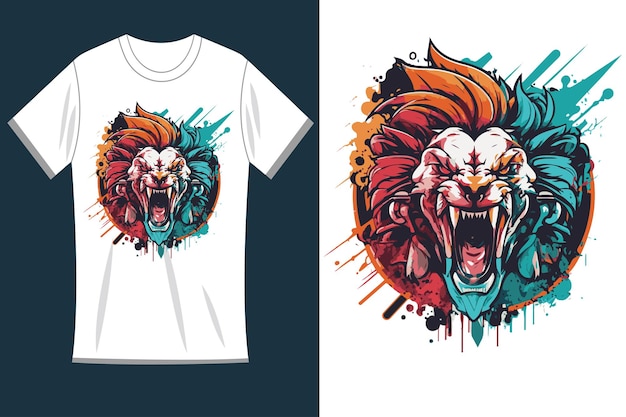 Tiger lion mascot logo on t shirt template