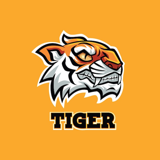 Tiger Mascot Logo With Cartoon Style Illustration Yellow Orange Color