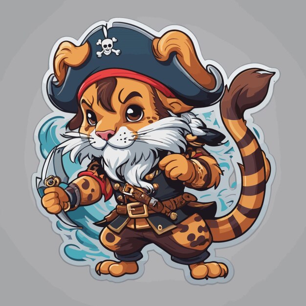 Vector tiger pirate cartoon vector