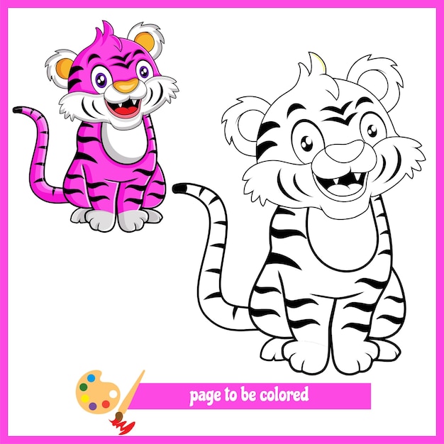 Tiger purple cute cartoon coloring pictures 1