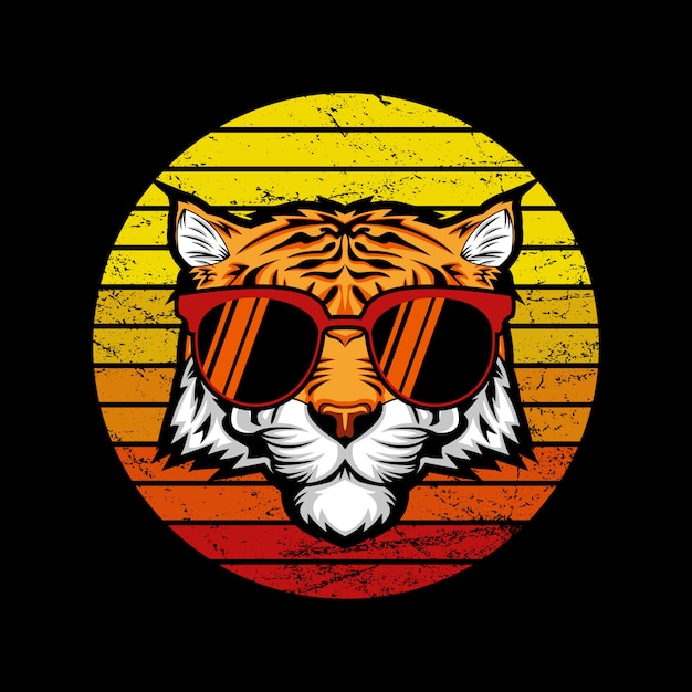 Tiger Retro Sunset illustration