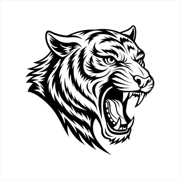 Vector tiger roaring svg