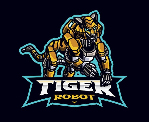 Tiger robot mascot logo design