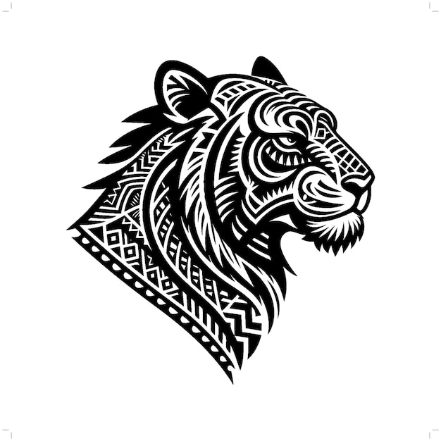 Tiger silhouette in animal ethnic polynesia tribal illustration