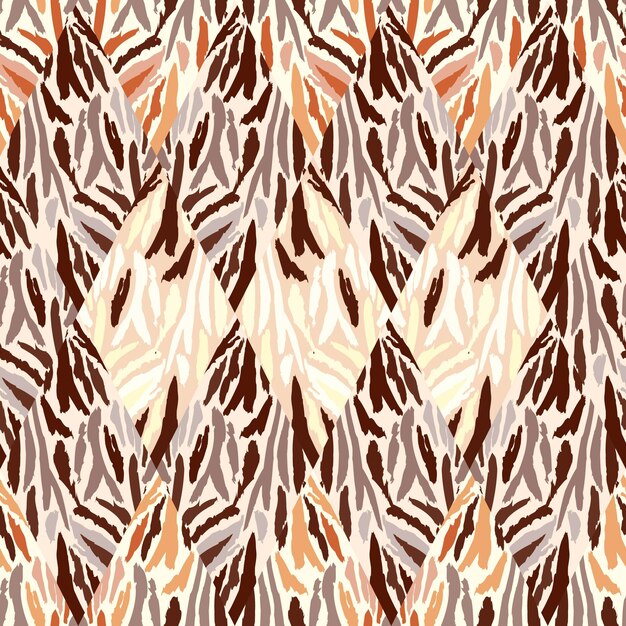 Tiger skin mosaic seamless pattern Abstract animal fur tile