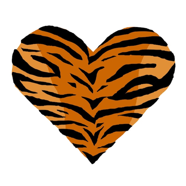 Tiger skin in shape of heart Trendy animal print