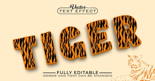 Vector tiger skin vector editable text effect template