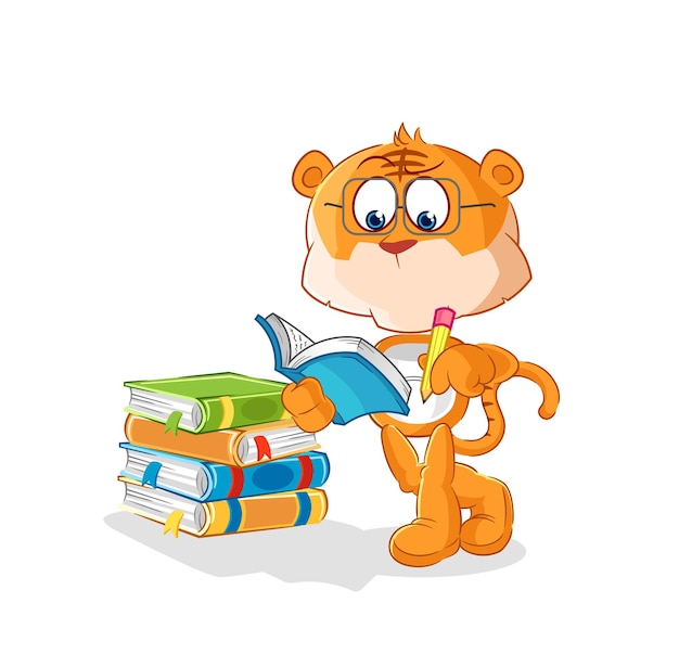 Tiger studying mascot cartoon vector