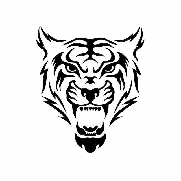 Tiger Symbol Logo Tribal Tattoo Design Stencil Vector Illustration