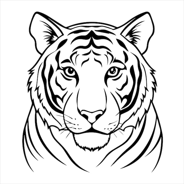 Vector a tiger that has a black and white face that says tiger