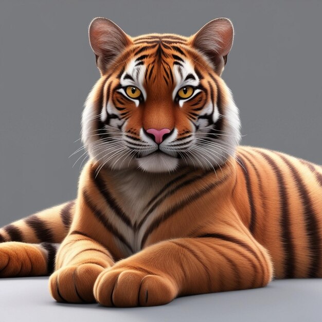 Vector a tiger that is laying down on a gray background