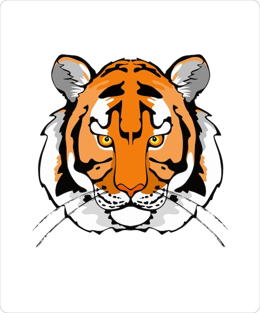 Tiger, tiger's muzzle on a transparent background. A color vector on a transparent background.