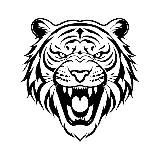 Tiger vector black and white cartoon character design collection White background Pets Animals