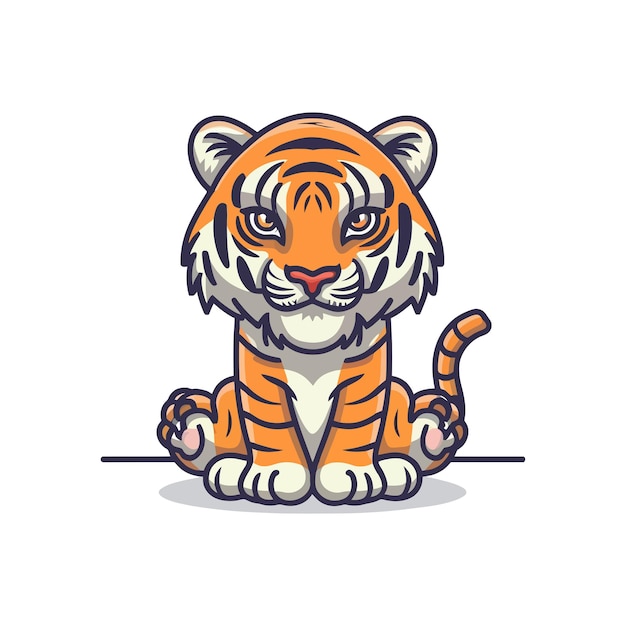 Tiger Vector Illustration cartoon styel outline flat colur with backgraund