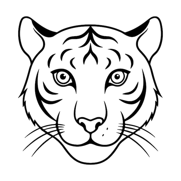 Tiger vector silhouette line art illustration and book for coloring kids