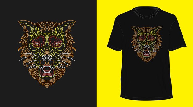 tiger vintage monoline hand drawn tshirt design