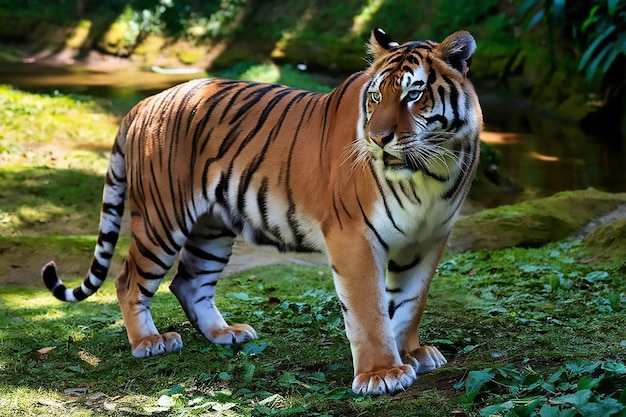 Vector tiger walking on white background a tiger standing and looking away