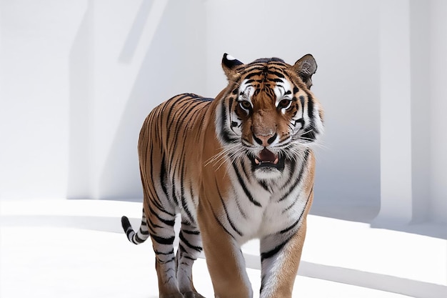 Vector tiger walking on white background a tiger standing and looking away