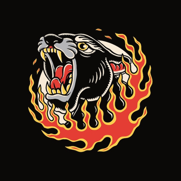 tiger with fire illustration